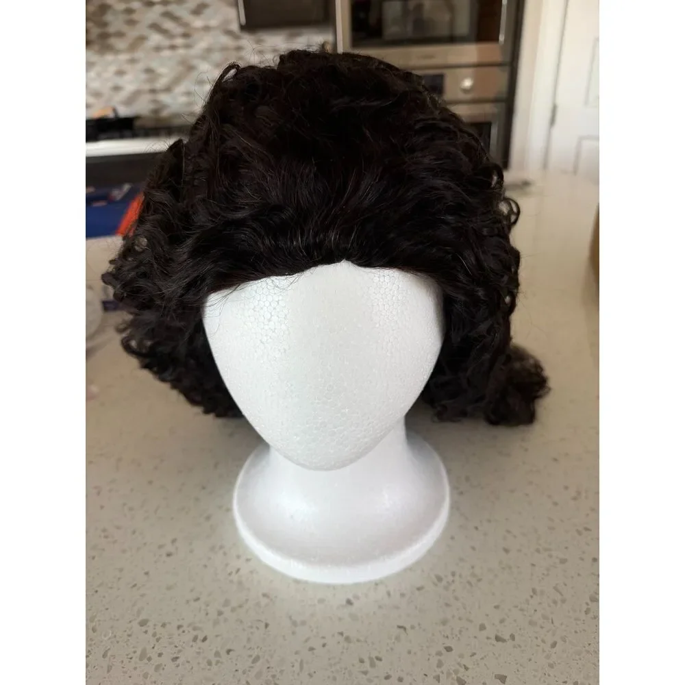 18in Water Wave Human Hair Half Wig 200% Density Glueless Black MSRP: $102